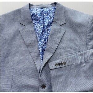 Oak Hill Men's Size 3XL 54R/56R Micro Check Plaid Blazer Blue Sports Coat